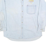 WESTERN CLASSIC Mens Blue Light Denim Shirt 2XL Button Front Casual