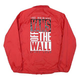VANS Mens Red Button Nylon Coach Jacket M Off The Wall Print Casual