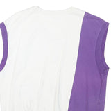 PUMA Mens White & Purple Davis Cup Sleeveless Sweatshirt M Cotton Blend V-Neck
