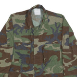 Mens Green Brown Camouflage Cotton Blend Button Jacket S Military Style Pocketed