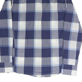 BOSS ORANGE Mens Blue & White Check Shirt L Cotton Blend Casual Long Sleeve Snap