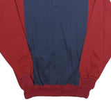 HALIFAX Mens Blue & Red Crew Neck L Colour Block Cotton Blend Sweatshirt