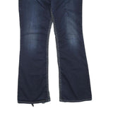 SILVER Womens Regular Fit Dark Blue Denim Straight Jeans W34 L32 Embroidered