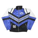 TRO Mens Blue & Black White Zip Jacket L Polyester Retro Sports Casual