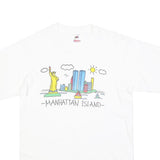 FRUIT OF THE LOOM Single Stitch Mens White Manhattan Island Graphic T-Shirt M