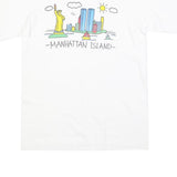 FRUIT OF THE LOOM Single Stitch Mens White Manhattan Island Graphic T-Shirt M