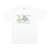 FRUIT OF THE LOOM Single Stitch Mens White Manhattan Island Graphic T-Shirt M