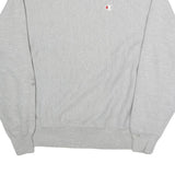 CHAMPION Mens Grey Crew Neck L Sweatshirt Cotton Blend Pullover Logo Embroidered