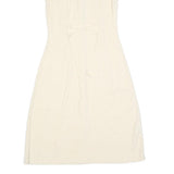 Womens Cream Sleeveless Button Front Day Dress Polyester Blend Size XS Collar