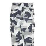 JENNYFER Womens Cotton Blend Grey Camouflage Regular Fit Cargo Trousers W24 L25