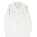 Womens White Button Jacket M Polyester Blend Plain Classic Tailored Fit