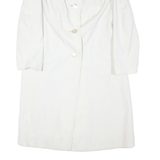 Womens White Button Jacket M Polyester Blend Plain Classic Tailored Fit