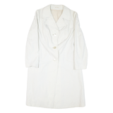 Womens White Button Jacket M Polyester Blend Plain Classic Tailored Fit