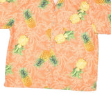 LAZZI Mens Orange & Yellow Pineapple Print Shirt XL Summer Short Sleeve Casual