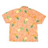 LAZZI Mens Orange & Yellow Pineapple Print Shirt XL Summer Short Sleeve Casual