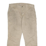 CARHARTT Mens Cotton Relaxed Beige Workwear Trousers W40 L32 Durable Zip Closure