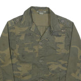 BRAVE SOUL Mens Green & Beige Cotton Military Jacket M Casual Button Closure