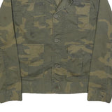 BRAVE SOUL Mens Green & Beige Cotton Military Jacket M Casual Button Closure