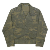 BRAVE SOUL Mens Green & Beige Cotton Military Jacket M Casual Button Closure