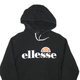 ELLESSE Womens Black Hoodie UK 10 Cotton Blend Hooded Sweatshirt