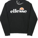 ELLESSE Womens Black Hoodie UK 10 Cotton Blend Hooded Sweatshirt