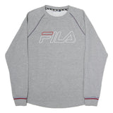 FILA Mens Grey Crew Neck M Cotton Sweatshirt Casual Pullover Logo Embroidered