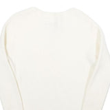 RACHEL ZOE Womens White Plain Wool V-Neck Jumper S Lightweight Knitwear