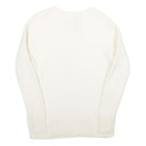 RACHEL ZOE Womens White Plain Wool V-Neck Jumper S Lightweight Knitwear