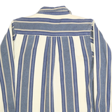 FADED GLORY Mens Blue & Cream Striped Shirt S Cotton Long Sleeve Button Down