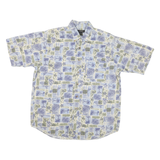 CAMBRIDGE CLASSICS Mens Blue & Green Patterned Shirt L Cotton Blend Short Sleeve