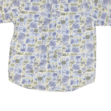 CAMBRIDGE CLASSICS Mens Blue & Green Patterned Shirt L Cotton Blend Short Sleeve