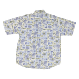 CAMBRIDGE CLASSICS Mens Blue & Green Patterned Shirt L Cotton Blend Short Sleeve