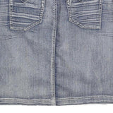 PASHU Womens Blue Denim Mini Cotton Plain Skirt M Casual Streetwear