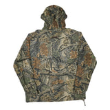 Mens Green Brown Camouflage Outdoor Jacket L Polyester Blend Zip Hooded