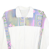 Womens White & Multi Colour Cotton Blend Zip Jacket M Abstract Print Casual