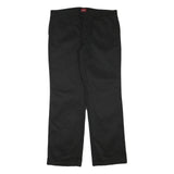 DICKIES Mens Black Regular Fit Straight Leg Trousers W34 L31 Cotton Blend Zip