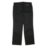 DICKIES Mens Black Regular Fit Straight Leg Trousers W34 L31 Cotton Blend Zip