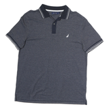 NAUTICA Mens Blue Polo Shirt Short Sleeve Plain L Classic Cotton Summer