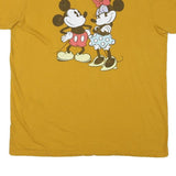 DISNEY Mens Yellow Mickey Minnie Graphic T-Shirt XL Cotton Blend Short Sleeve