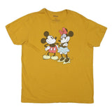 DISNEY Mens Yellow Mickey Minnie Graphic T-Shirt XL Cotton Blend Short Sleeve