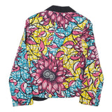 Womens Blue & Pink Floral Cotton Blend Button Jacket XS Printed Bright Casual