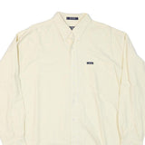 CHAPS RALPH LAUREN Mens Cream & Yellow Shirt L Button-Down Collar Cotton Blend