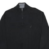 NAUTICA Mens Black Plain Pullover Jumper Crew Neck Cotton 2XL Casual Stylish