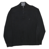 NAUTICA Mens Black Plain Pullover Jumper Crew Neck Cotton 2XL Casual Stylish