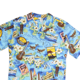 PALMWAVE HAWAII Mens Blue Hawaiian Shirt L Cotton Tropical Floral Surf Print