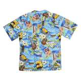 PALMWAVE HAWAII Mens Blue Hawaiian Shirt L Cotton Tropical Floral Surf Print