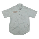 Mens Pale Green Cotton Blend Short Sleeve Shirt S Button Front Cargo Pockets