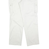 THE LOST CITY Mens Cotton Blend White Regular Fit Cargo Trousers W38 L34 Zip