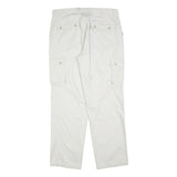 THE LOST CITY Mens Cotton Blend White Regular Fit Cargo Trousers W38 L34 Zip