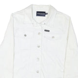CALVIN KLEIN JEANS Womens White XL Cotton Blend Jacket Button Plain Clean Style
